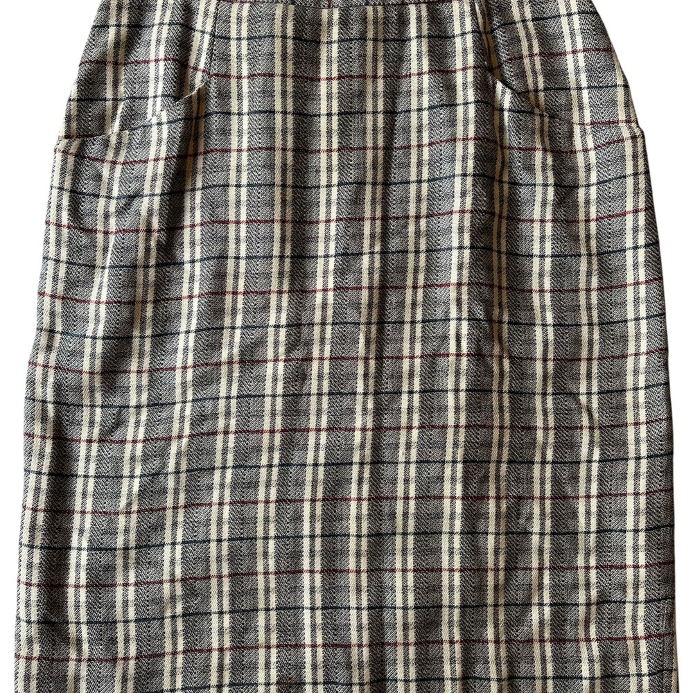 Vintage Dior Checkered Skirt in Red, Black, and Cream